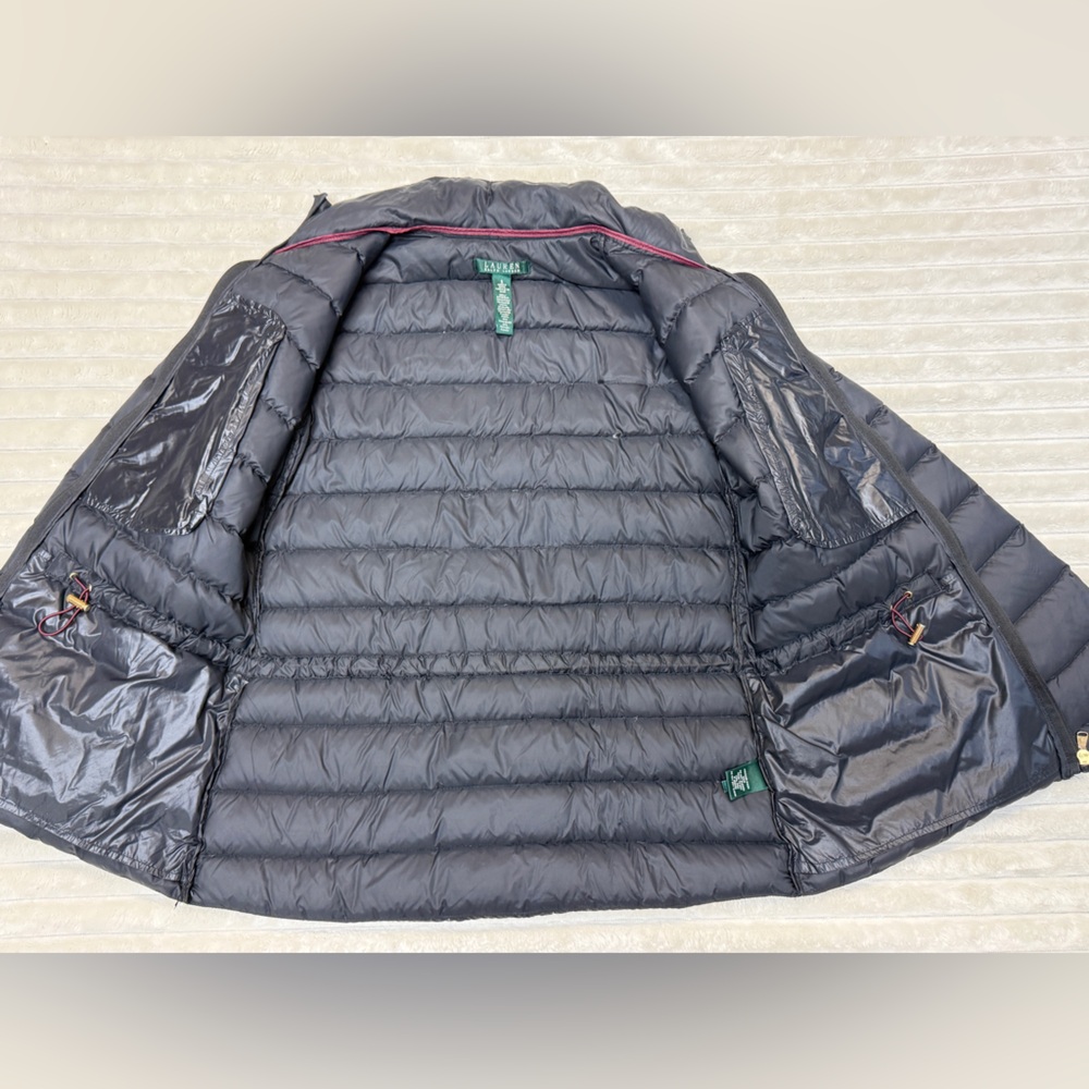 Lauren Ralph Lauren: Women's Black Quilted Down Puffer Jacket, Size S - Picture 3 of 11